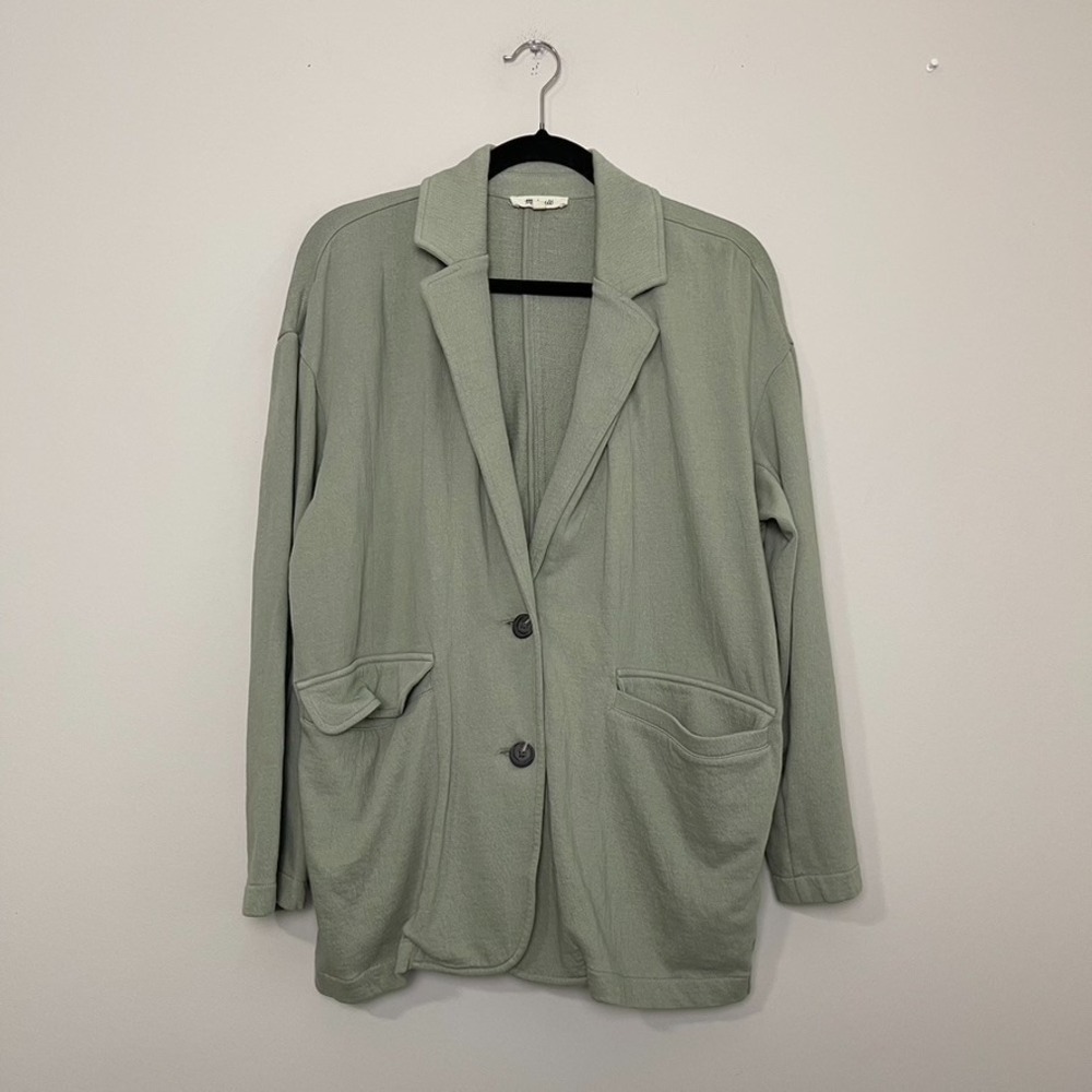 Madewell Rumpled Terry Blazer Sage Green Oversized Coastal Utility Relaxed XS